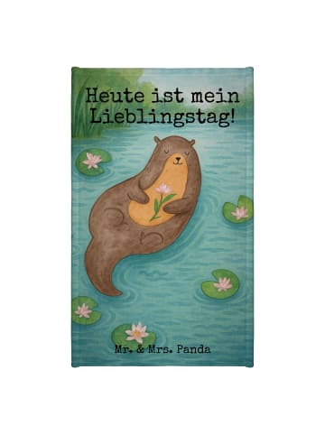 Mr. & Mrs. Panda Gästehandtücher Otter Seerose Design mit Spruch in Weiß