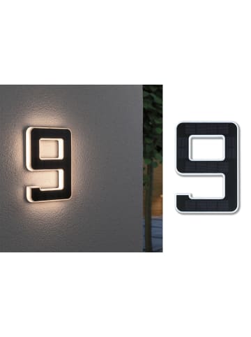 paulmann Outdoor Solar Hausnummer 9 in schwarz - H:230mm