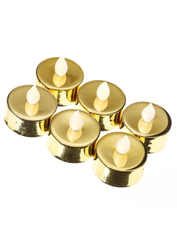 MARELIDA 6er Set LED Teelichter flackernd D. 3,8cm in gold
