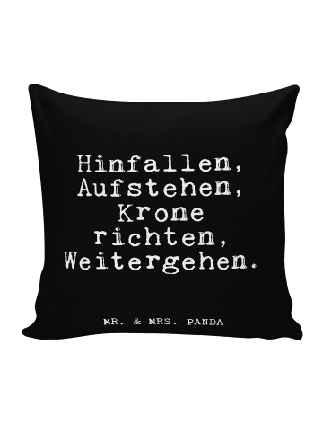 Mr. & Mrs. Panda 40 x 40 Kissen Hinfallen, Aufstehen, Krone rich... in Schwarz