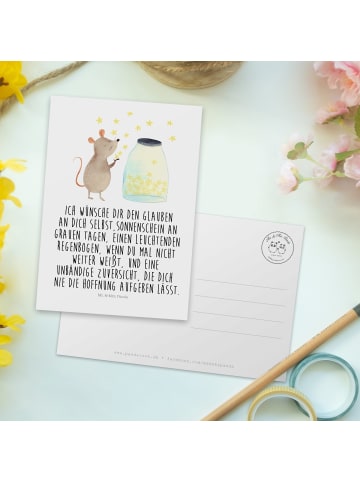 Mr. & Mrs. Panda Ansichtskarte Maus Sterne mit Spruch in Weiß