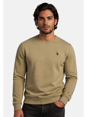 U.S. Polo Assn. Pullover USJaxxon – Herren Sweatshirt mit Rundhalsausschnitt in Beige-Navy