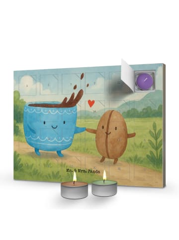Mr. & Mrs. Panda Adventskalender Kaffee Bohne Design ohne Spruch in Weiß