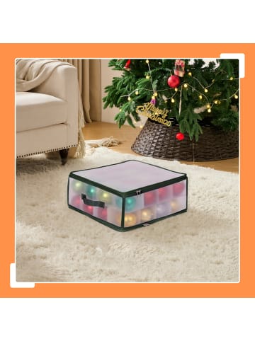 relaxdays Weihnachtskugel-Aufbewahrungsbox in Transparent/ Grün - (B)36 x (H)18 x (T)36 cm