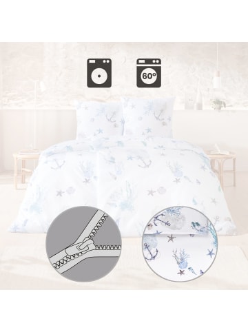 Estella Seersucker Bettwäsche in blau