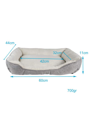 Intirilife Hundebett Katzenbett 50 x 40 x 13 cm in Grau