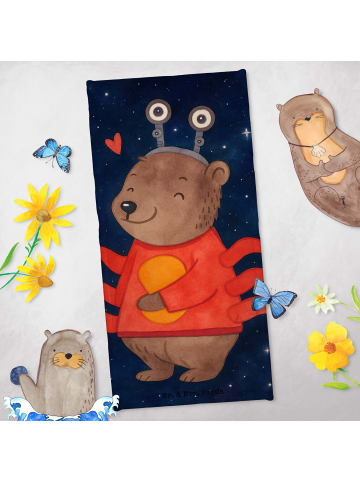 Mr. & Mrs. Panda Badehandtuch Krebs Astrologie Design ohne Spruch in Weiß