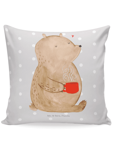 Mr. & Mrs. Panda Dekokissen Bär Kaffee ohne Spruch in Grau Pastell