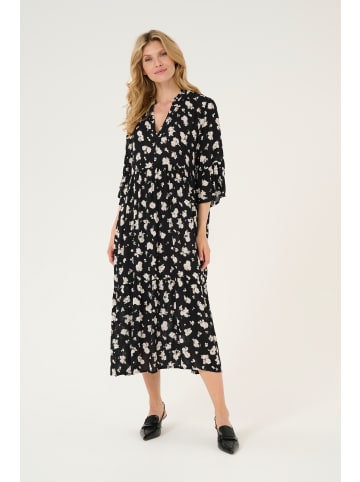 Kaffe Kleid KAamber A-shape in Black/White Flower Print