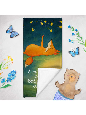 Mr. & Mrs. Panda Strandtuch Fuchs Sterne Design mit Spruch in Weiß