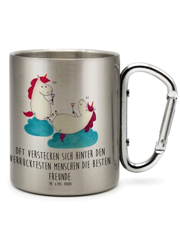 Mr. & Mrs. Panda Thermobecher Einhorn Sekt mit Spruch in Silber