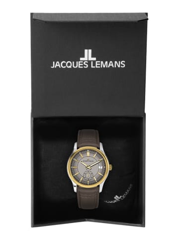 Jacques Lemans Herren-Armbanduhr Derby Braun/Grau
