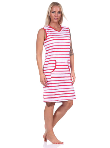 NORMANN Achselträger Nachthemd Strandkleid Streifen - 73451 in rot