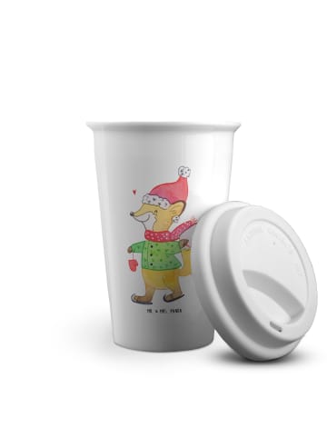 Mr. & Mrs. Panda ToGo Kaffeebecher Fuchs  Schlittschuhe ohne Spruch in Weiß