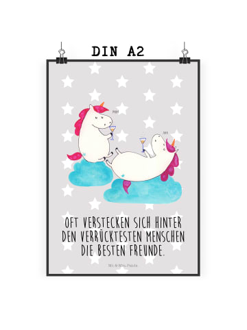 Mr. & Mrs. Panda wanddeko Einhorn Sekt mit Spruch in Grau Pastell