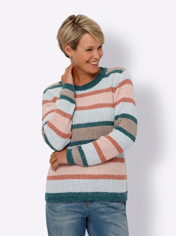 Sieh an! Rundhals-Pullover in kalkmint-rosenholz-geringelt