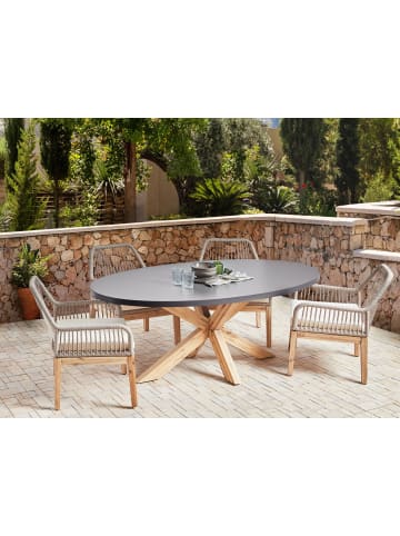 Beliani Esstisch ORISTANO in Grau/Braun - (W) 100 x (H) 75 x (L) 190 cm
