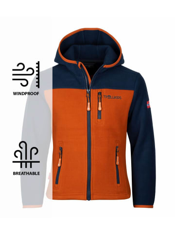 Trollkids Fleece-Jacke mit Kapuze "Stavanger" in Nachtblau/Zimt