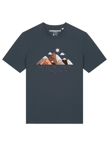 wat? Apparel T-Shirt Mountains & Moon in India Ink Grey