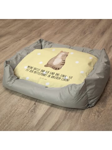 Mr. & Mrs. Panda Katzenschlafplatz Katze Sitzen mit Spruch in Gelb Pastell