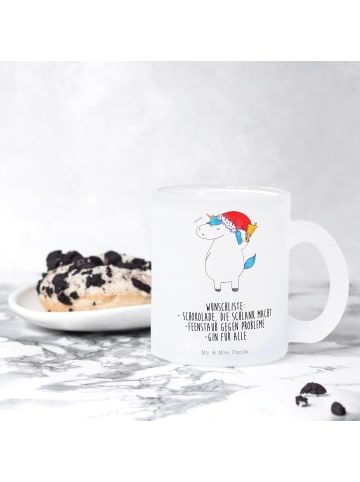 Mr. & Mrs. Panda Tasse Einhorn Weihnachtsmann mit Spruch in Transparent