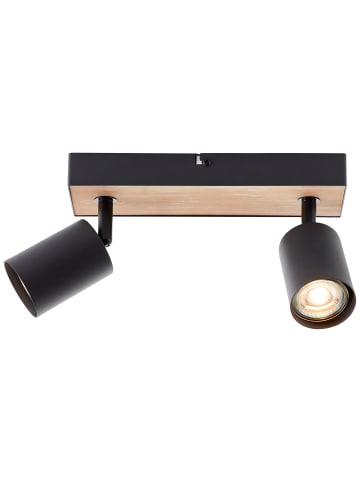 Brilliant Jello Wood LED-Spotbalken – 2-flammig, Schwarz/Holz, dimmbar, warmweiß