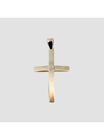 Adeliás Damen Anhänger – Kreuz Kreuzanhänger aus 333 Gold mit Zirkonia in gold