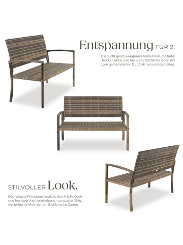 tectake Polyrattanbank 2-Sitzer wetterfest 125x62,5x90cm mit Schutzhülle