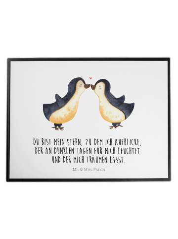Mr. & Mrs. Panda Schreibunterlage Pinguin Liebe mit Spruch in Weiß