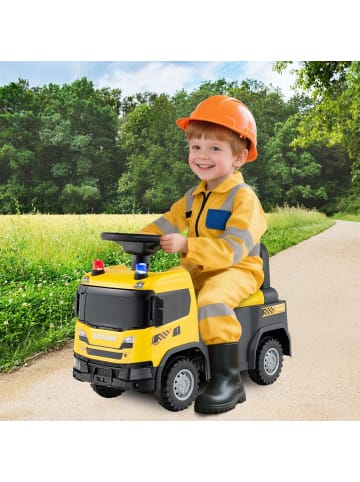 COSTWAY 2 in 1 Rutschauto, Polizeiauto mit Lenkrad in Gelb