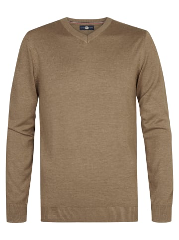 Petrol Industries Feinstrick-Pullover mit V-Ausschnitt Whitefish in Orange