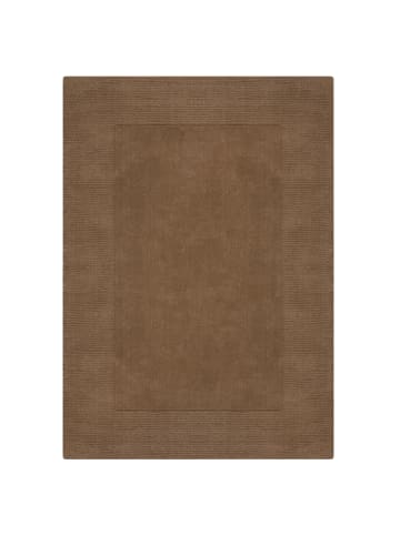 KADIMA DESIGN Wollteppich Uni-Design mit Bordüre, rutschfest, 100% Wolle Teppich in Braun