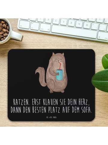 Mr. & Mrs. Panda Mauspad Katze Dose mit Spruch in Schwarz