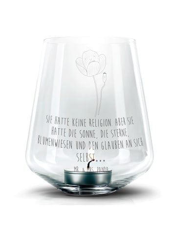 Mr. & Mrs. Panda Kerzenhalter Blume Mohnblume mit Spruch in Transparent
