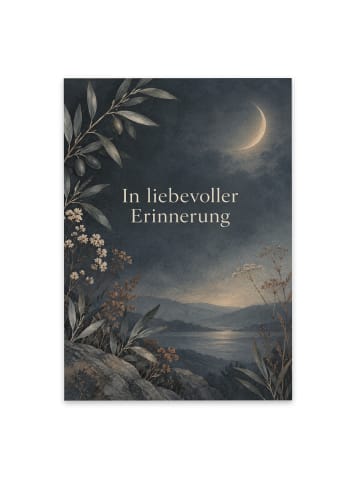 Anteilnahmekarte Zweig sanft Design mit Spruch in Weiß