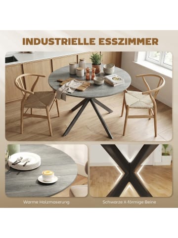 HOMCOM Esstisch-100L x 100B x 75H cm-Grau