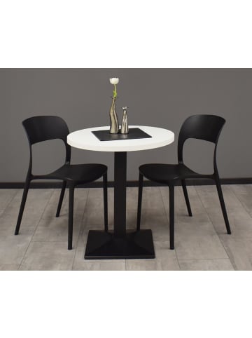 58 aufm Kessel BISTROTISCH rund Elanur 70 cm schwarz matt/weiß matt lack