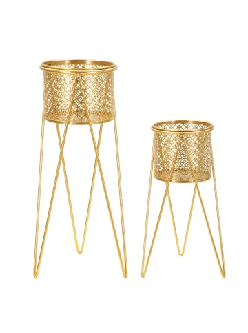 Mauro Ferretti Set mit 2 goldenen Metall-Pflanztöpfen 21x20x46-18x18x32 cm
