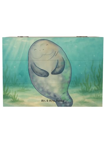 Mr. & Mrs. Panda Holzkiste Seekuh Happy Design ohne Spruch in Weiß