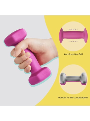 SONGMICS 2er-Set: Hanteln Stefan in Pink - (B)6.5 x (H)6 x (T)13.5 cm