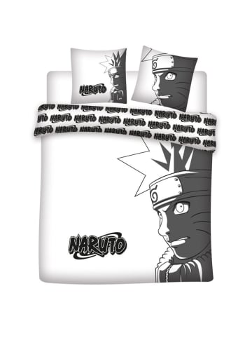Naruto Naruto Bettbezug Set Polycotton 240x220 + 2 Kissen 65x65 cm in Schwarz-Weiß