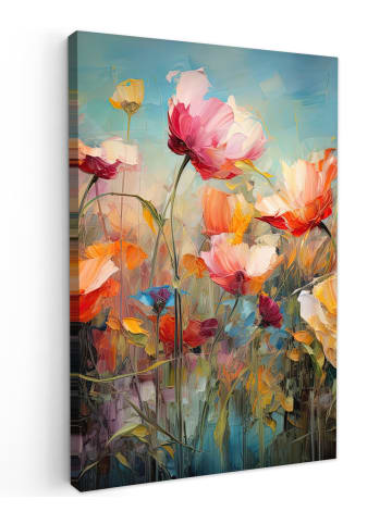 MuchoWow Leinwand Bilder Bunte Blumen