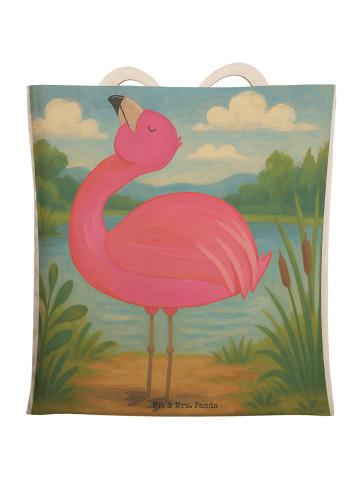 Mr. & Mrs. Panda Shopper Flamingo Stolz Design ohne Spruch in Weiß