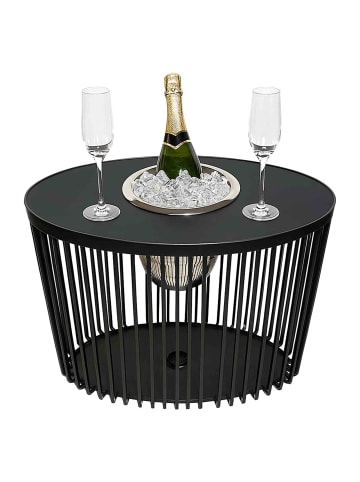 COOTAB Cooler Table Beistelltisch mit Edelstahl-Kühler Stockholm 46 cm in schwarz