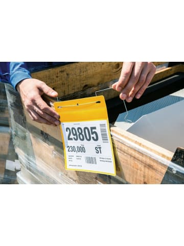 Durable Kennzeichnungstasche mit Drahtbügel A4 quer PP gelb Packung mit 50 St...