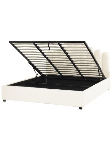 Beliani Doppelbett VINCENNES in Weiß/Schwarz - (W) 187 x (H) 125 x (L) 214 cm