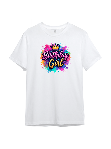 PAULGOS Kinder T-Shirt, Birthday Girl in Weiss
