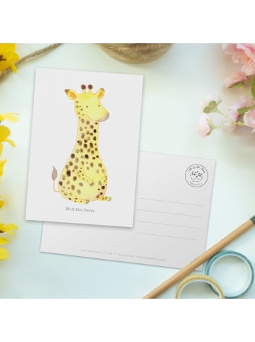 Mr. & Mrs. Panda Grußkarte Giraffe Zufrieden ohne Spruch in Weiß