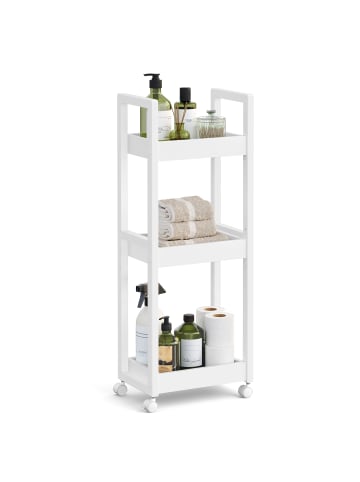 SONGMICS Badregal Bambou in Weiß - (B)30 x (H)80 x (T)20 cm