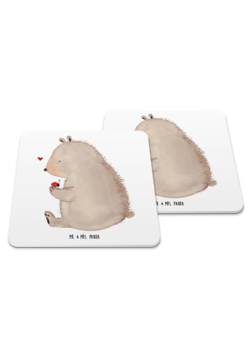 Mr. & Mrs. Panda Glasuntersetzer Bär Marienkäfer ohne Spruch in Weiß